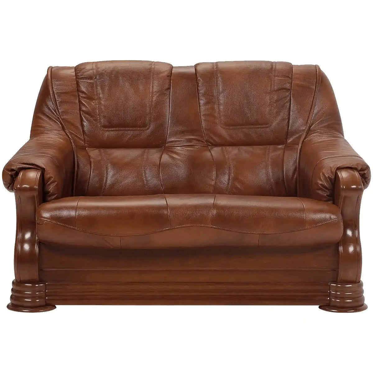 Canapea PARMA, maro, piele naturala/lemn/placaj, 145x96x95 cm