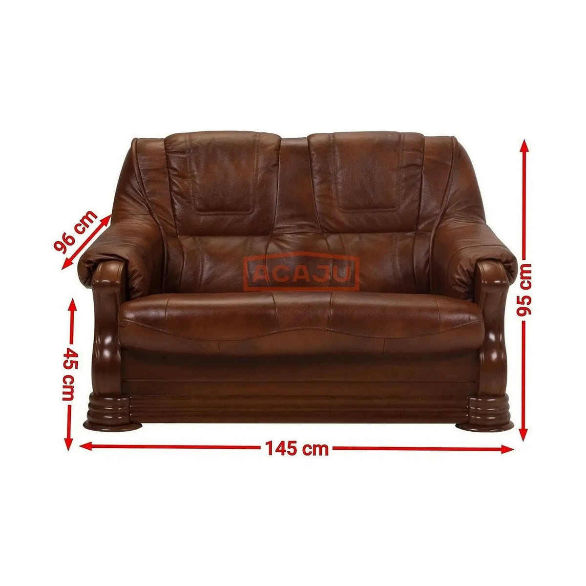 Canapea PARMA, maro, piele naturala/lemn/placaj, 145x96x95 cm