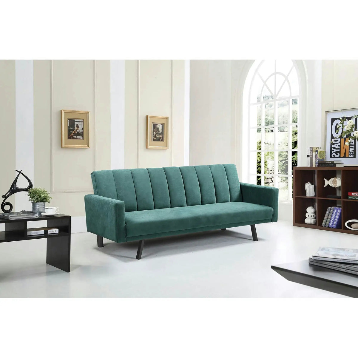 Canapea pentru birou ARMANDO, verde, stofa catifelata, 192x100x78 cm