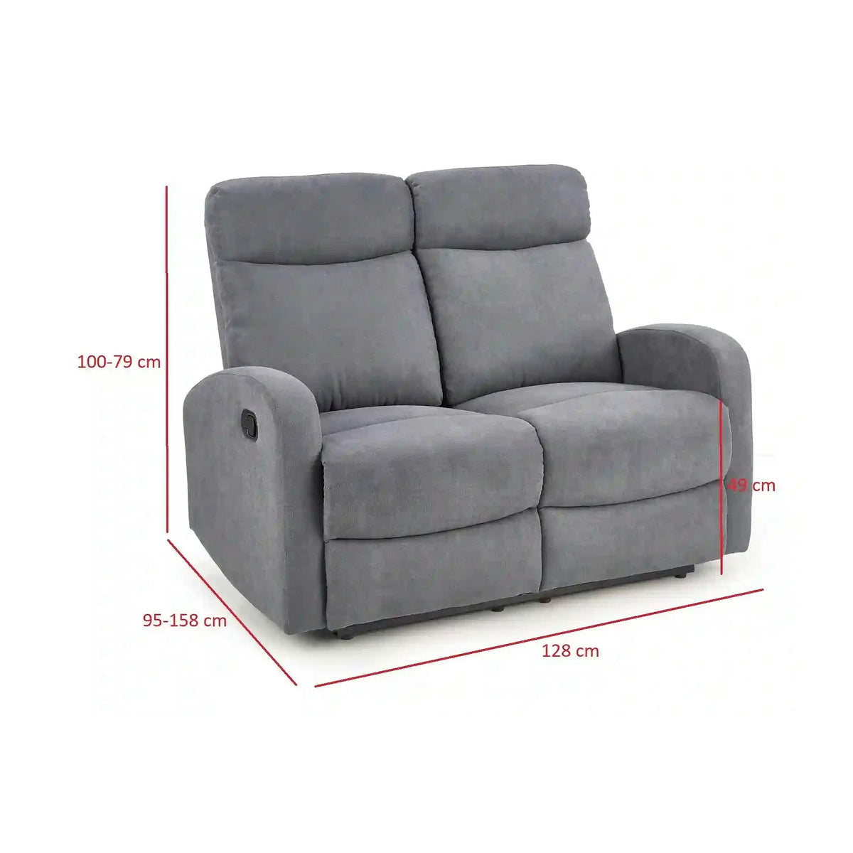 Canapea pliabila OSLO 2S, gri, stofa, 128x95/158x100 cm