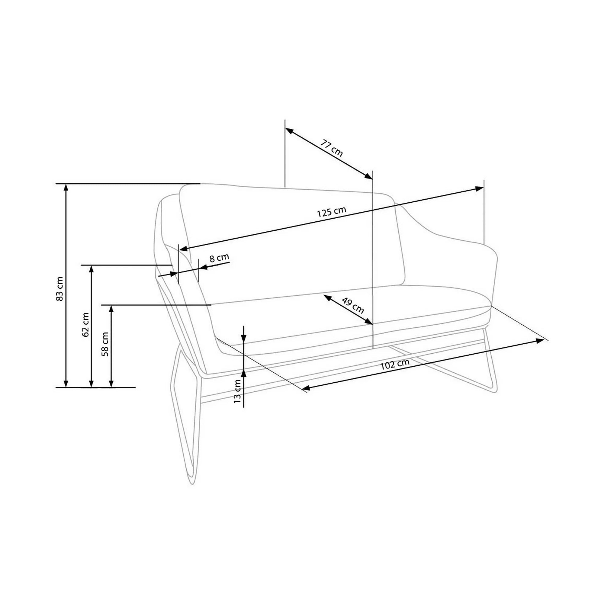 Canapea SOFT XL, gri deschis/negru, stofa/metal, 125x77x83 cm