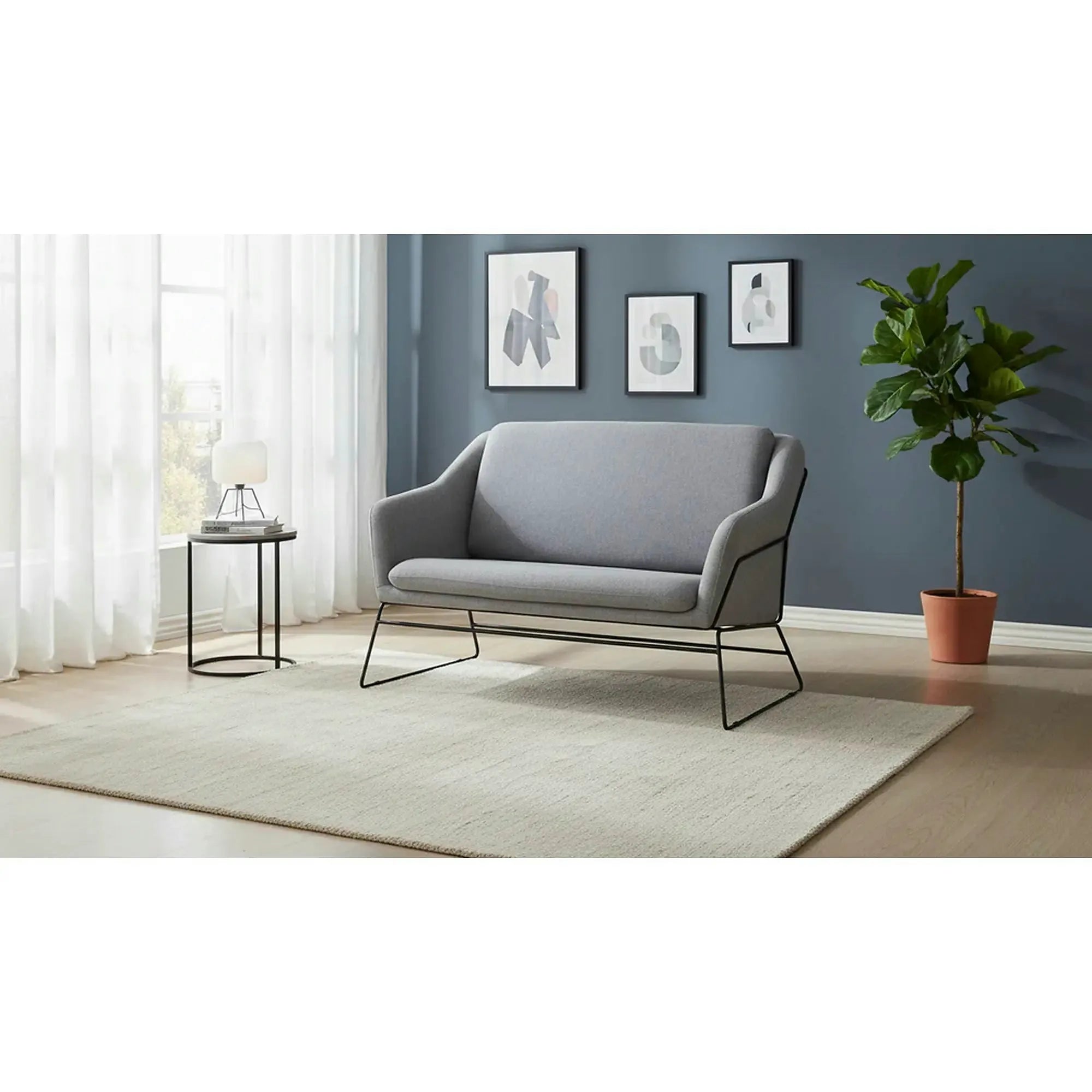Canapea SOFT XL, gri deschis/negru, stofa/metal, 125x77x83 cm