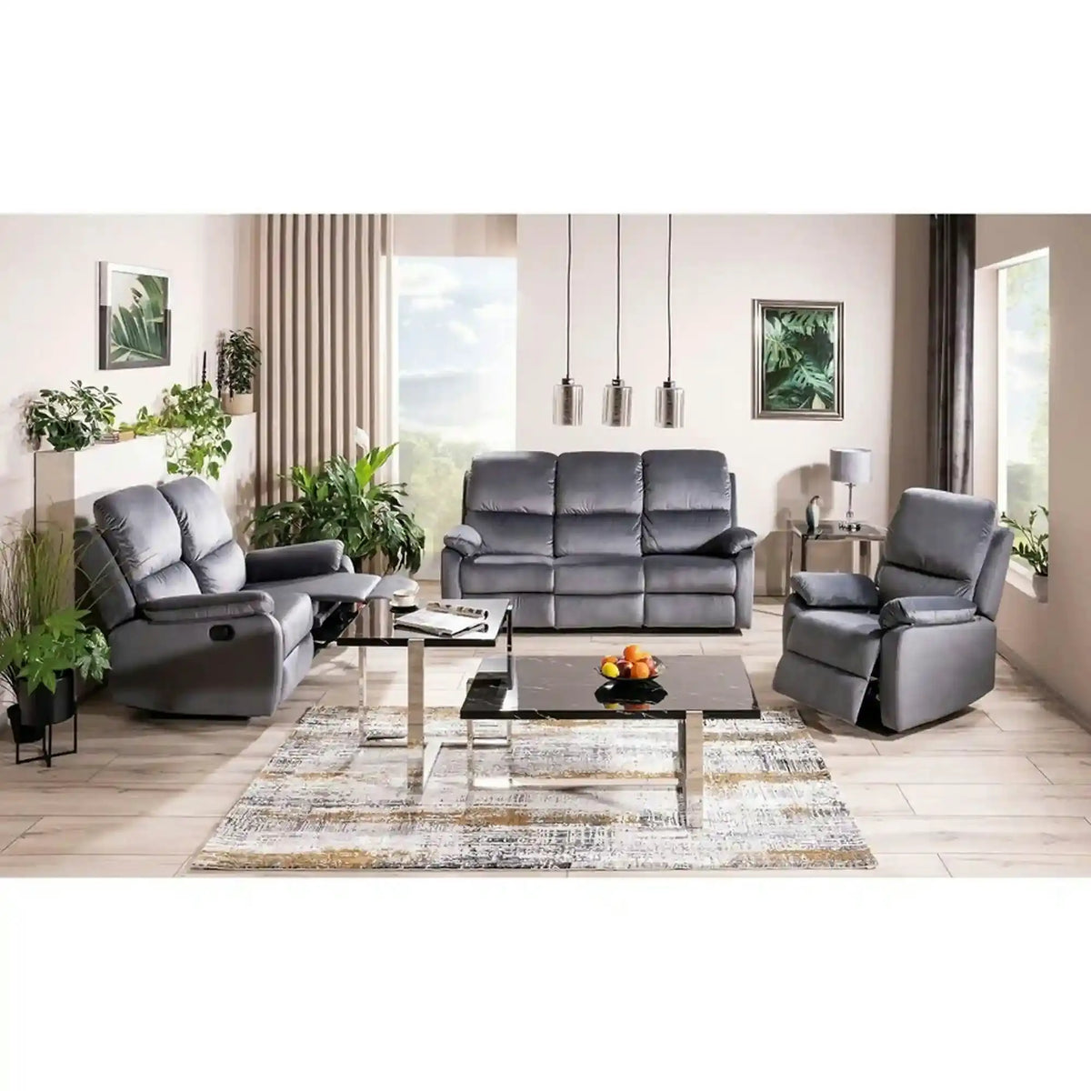 Canapea SPENCER 2, gri, stofa catifelata/metal, 136x94x101 cm