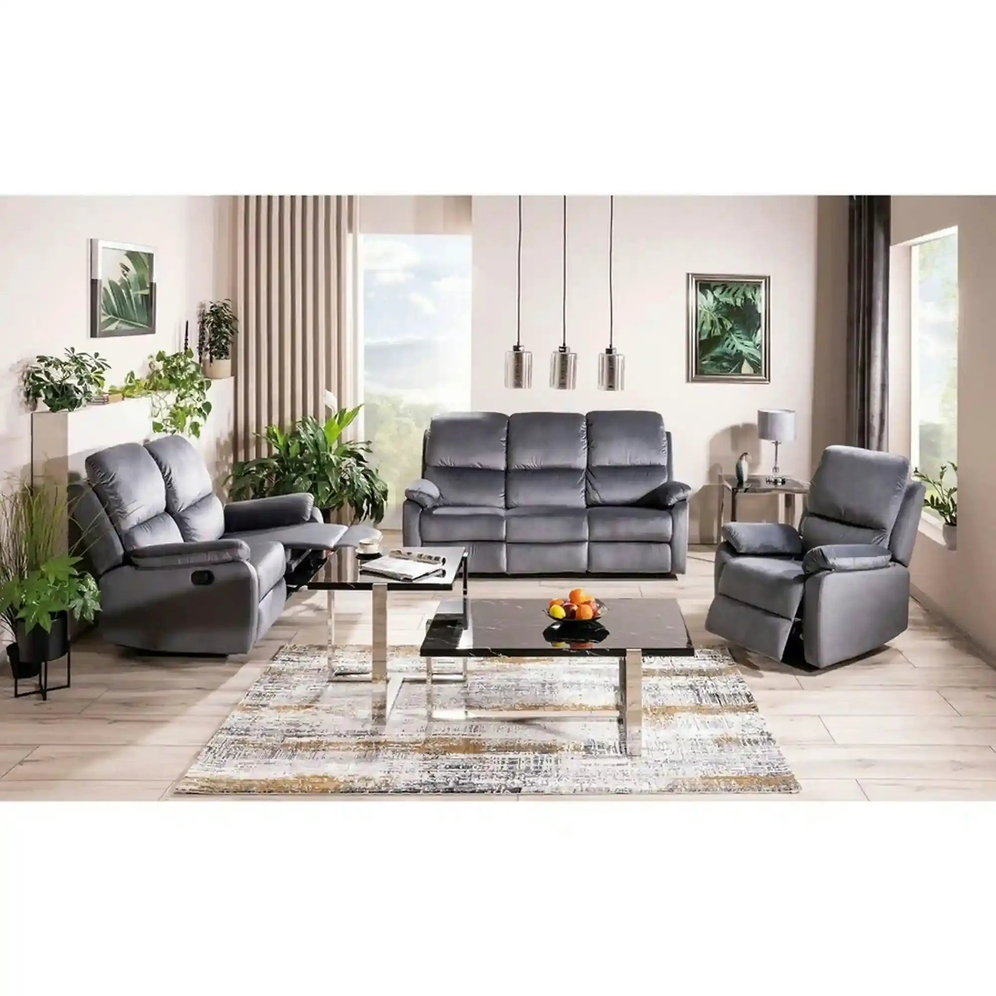 Canapea SPENCER 2, gri, stofa catifelata/metal, 136x94x101 cm