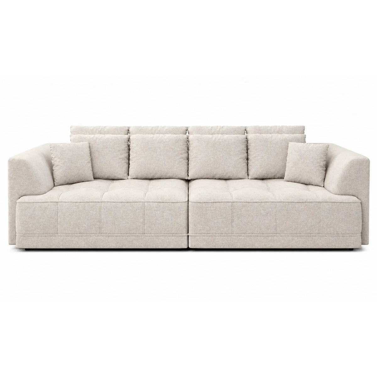 Canapea TIGA, stofa catifelata bej - Element 17, 302x136x88/72 cm