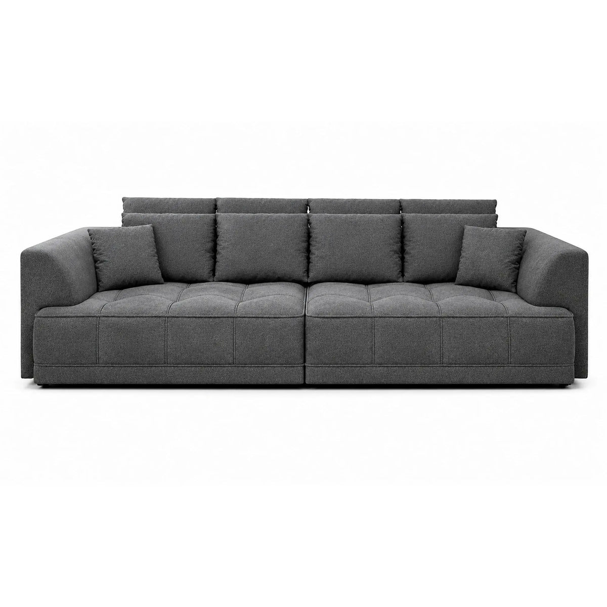 Canapea TIGA, stofa catifelata gri inchis - Salvador 15, cu reglaj electric, 302x136x88/72 cm
