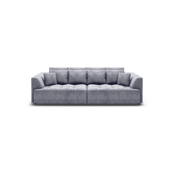 Canapea TIGA, stofa catifelata gri - Whisper 16, Gama Premium, cu reglaj electric, 302x136x88/72 cm