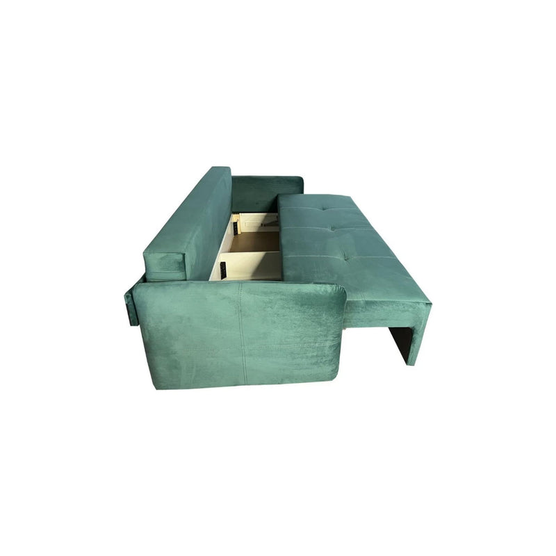 Canapea extensibila Tivoli, stofa catifelata verde - Monolith 37, 210x95x85 cm