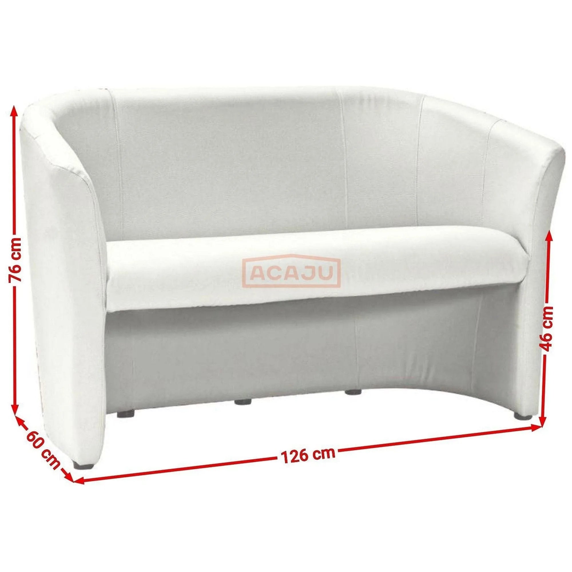 Canapea TM-2, alb, piele ecologica, 126x60x76 cm