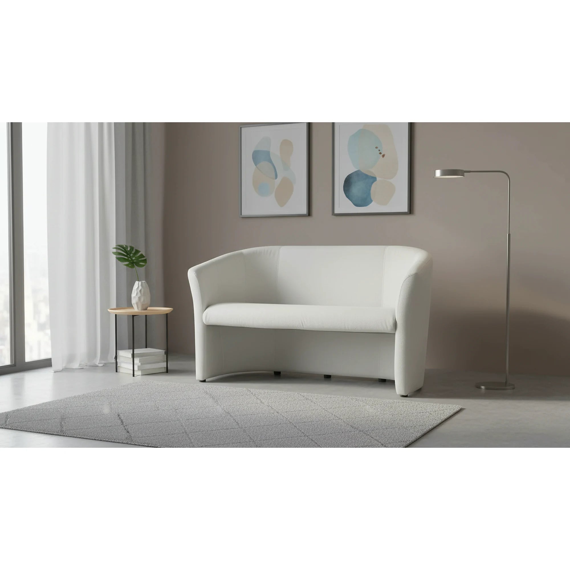 Canapea TM-2, alb, piele ecologica, 126x60x76 cm