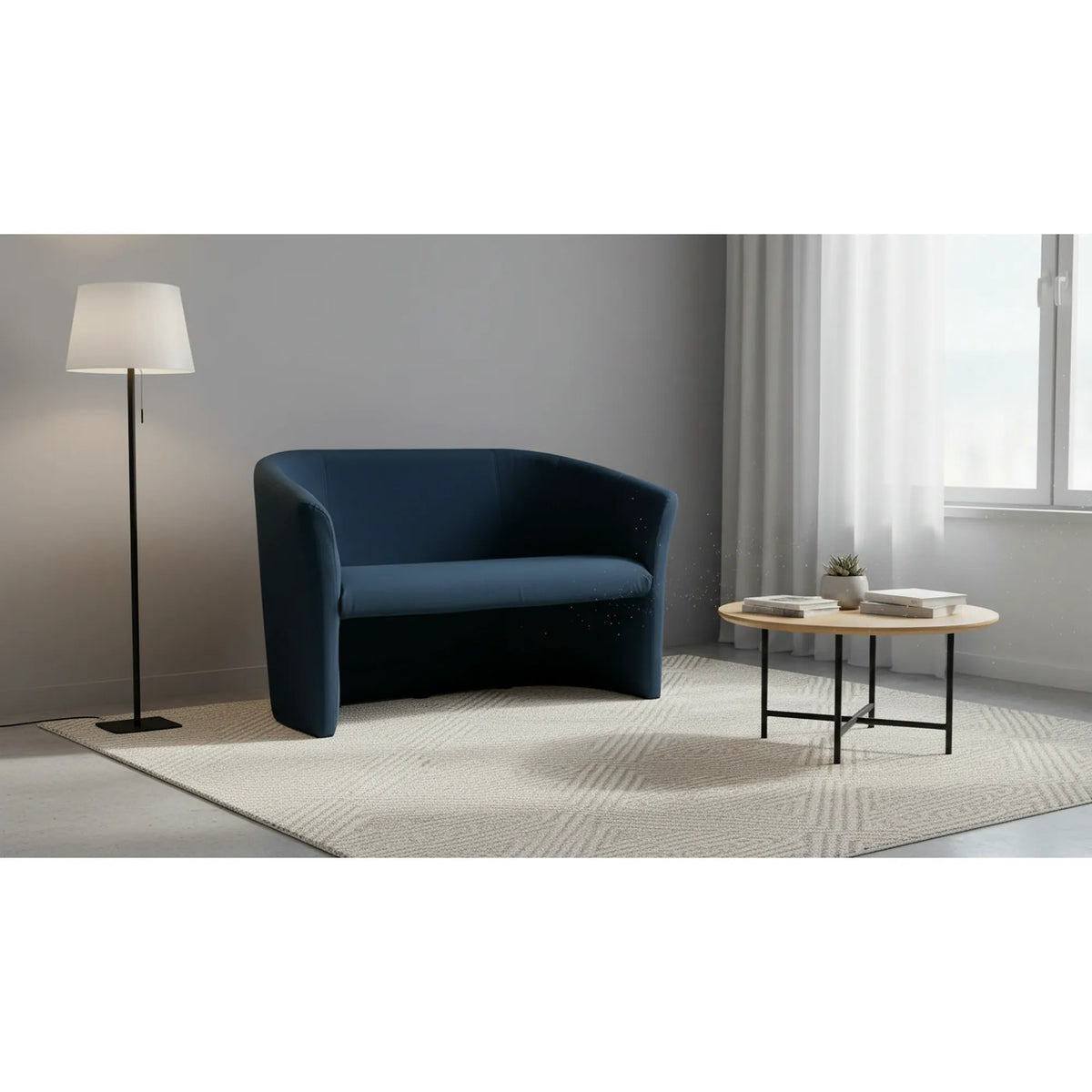 Canapea TM-2, albastru inchis, piele ecologica, 126x60x76 cm