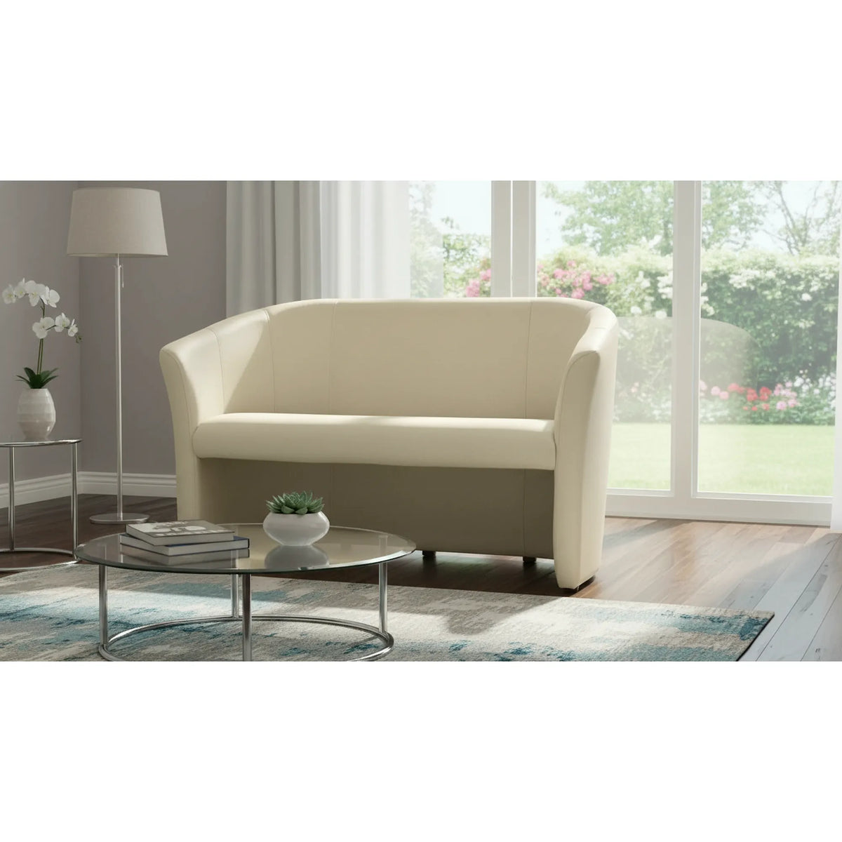 Canapea TM-2, crem, piele ecologica, 126x60x76 cm