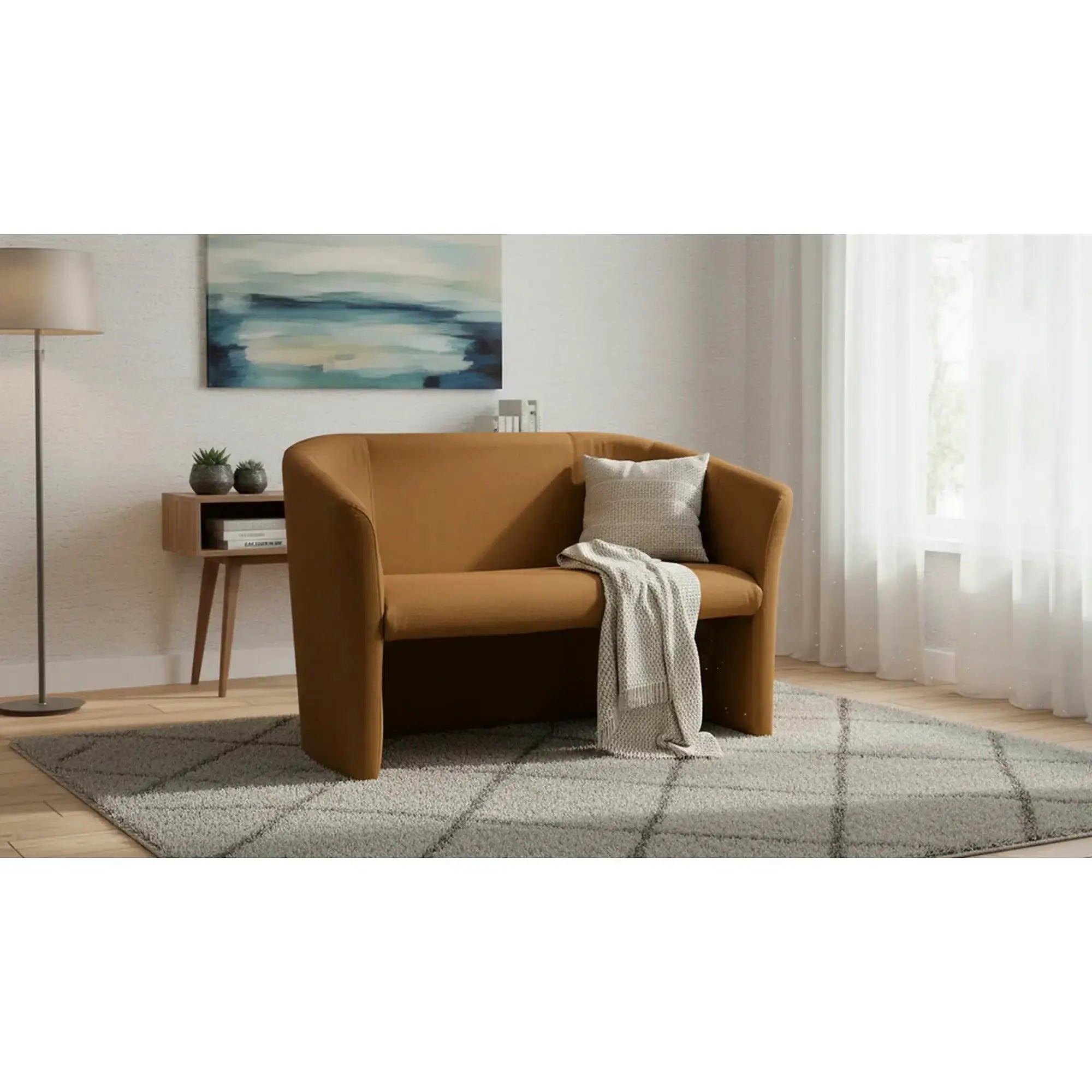 Canapea TM-2, maro, piele ecologica, 126x60x76 cm
