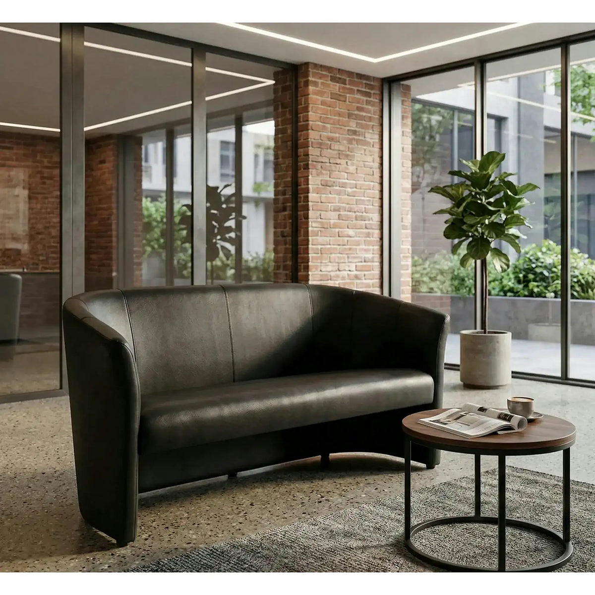 Canapea TM-3, negru, piele ecologica, 160x60x76 cm