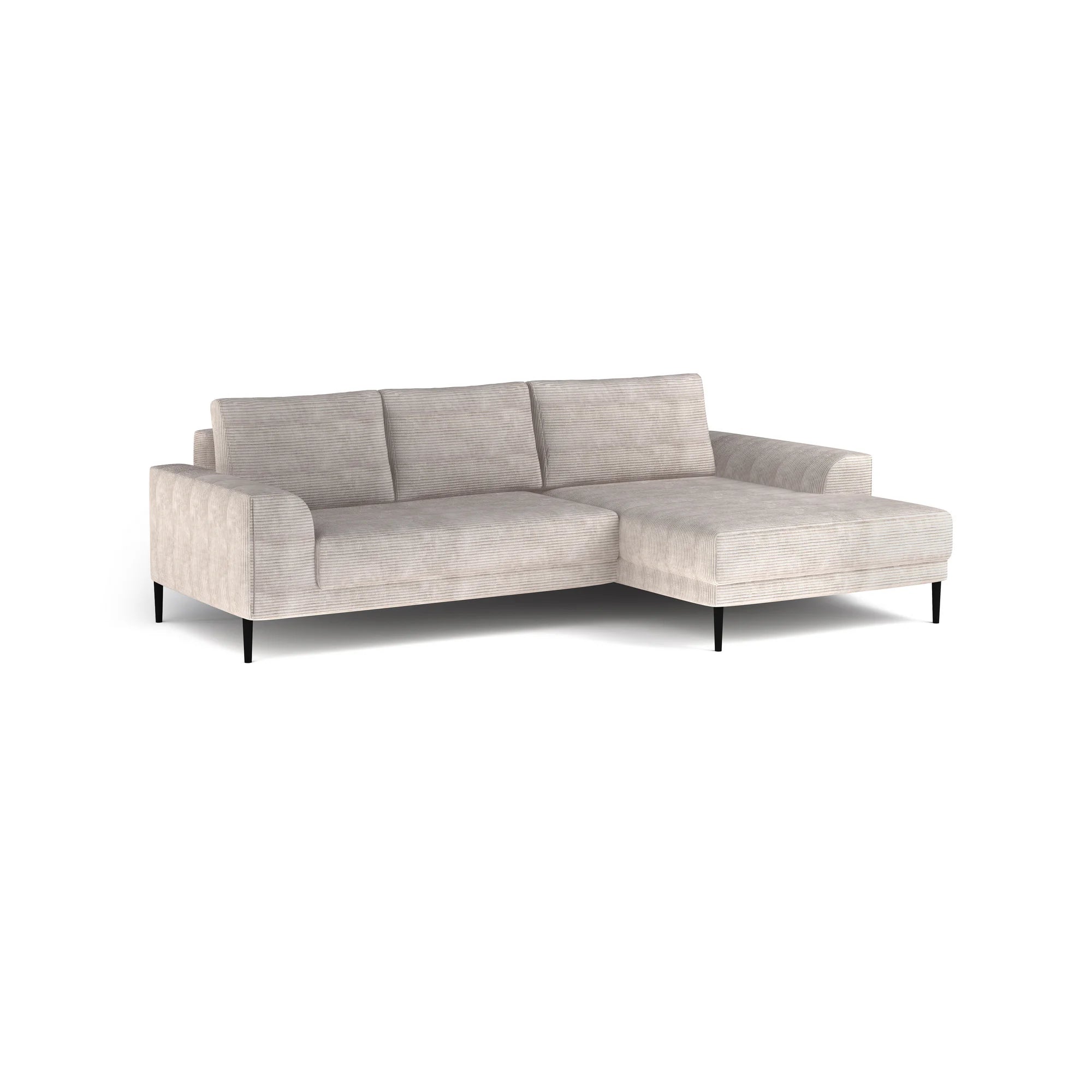 Coltar extensibil CAPITOL, sezlong dreapta, stofa catifelata gri inchis - Whisper 15, Gama Premium, cu lada depozitare, 276x175x89 cm