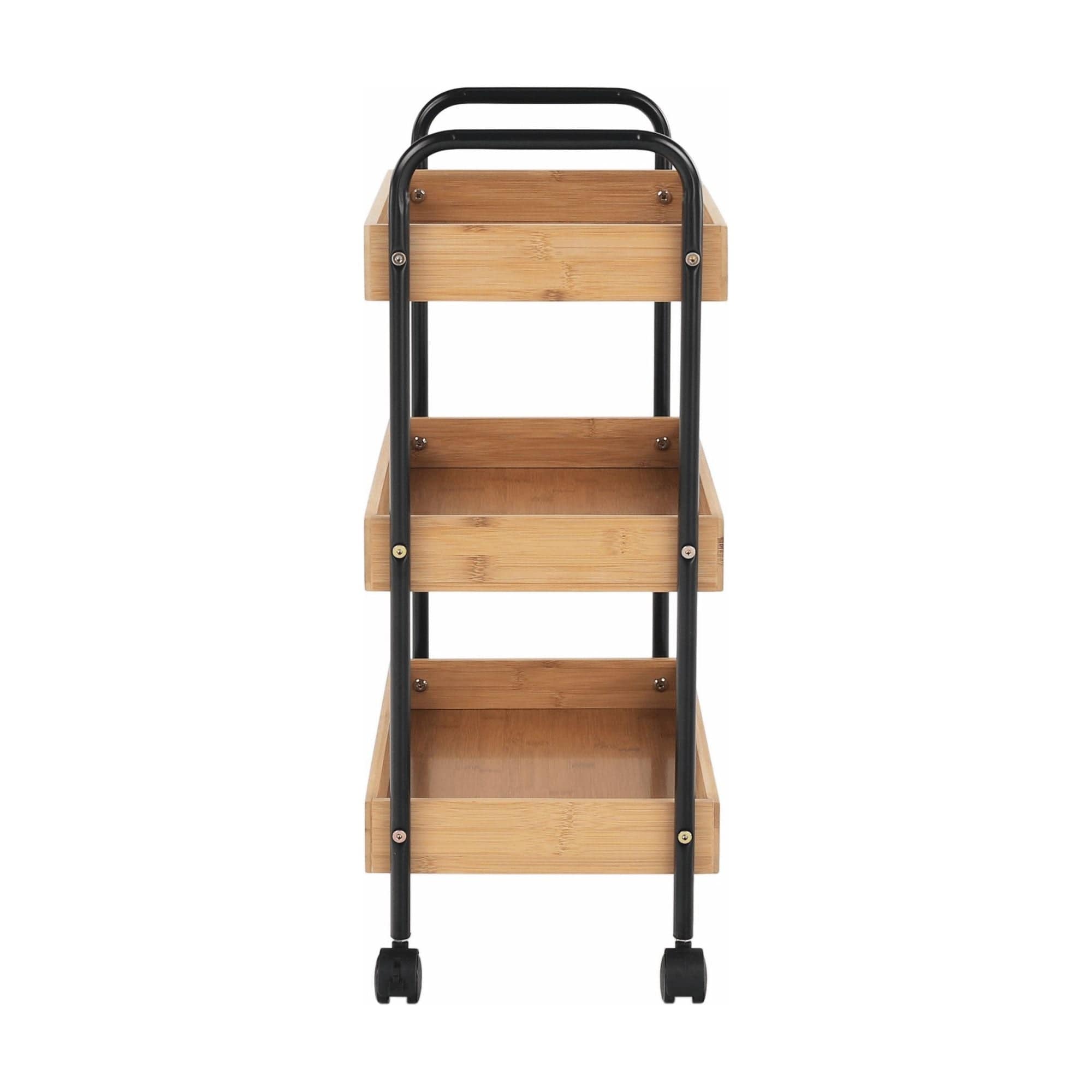 Carucior servire ARVADA, stejar/negru, otel/lemn, 50x28x70 cm