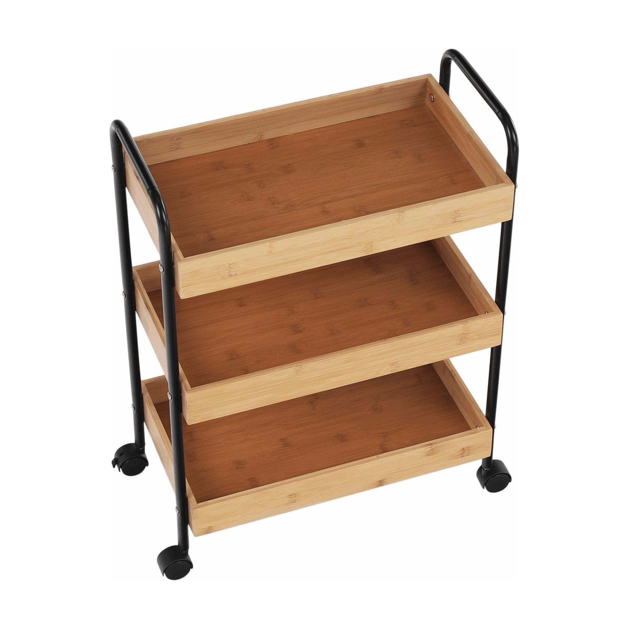 Carucior servire ARVADA, stejar/negru, otel/lemn, 50x28x70 cm