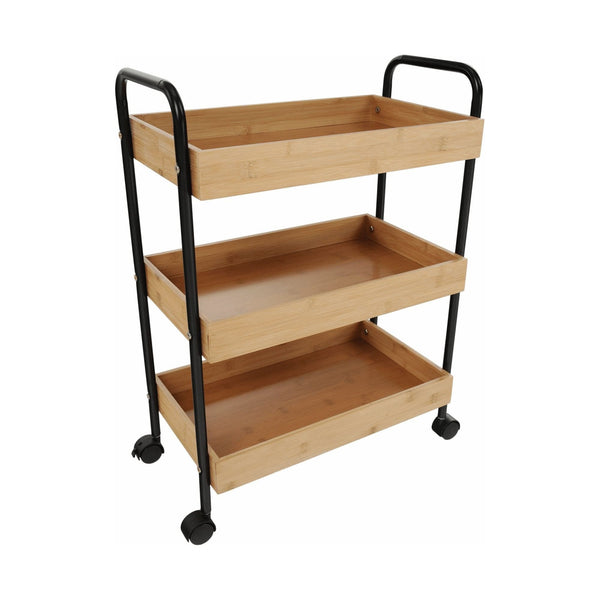 Carucior servire ARVADA, stejar/negru, otel/lemn, 50x28x70 cm