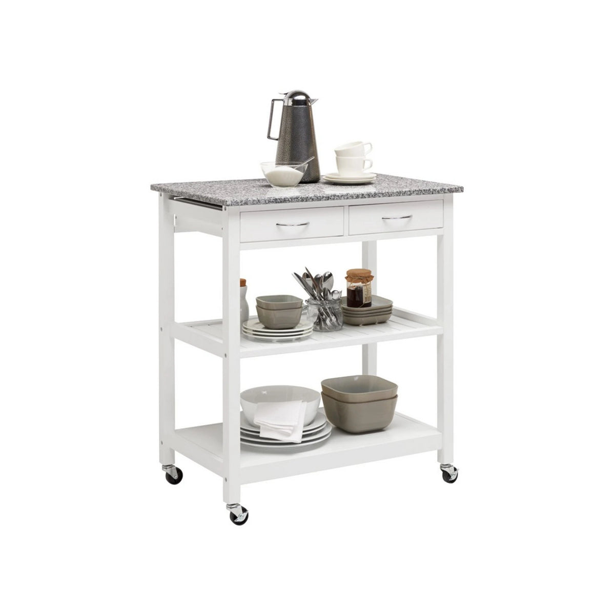 Carucior servire BABETTE, alb/gri, 78x48x87 cm
