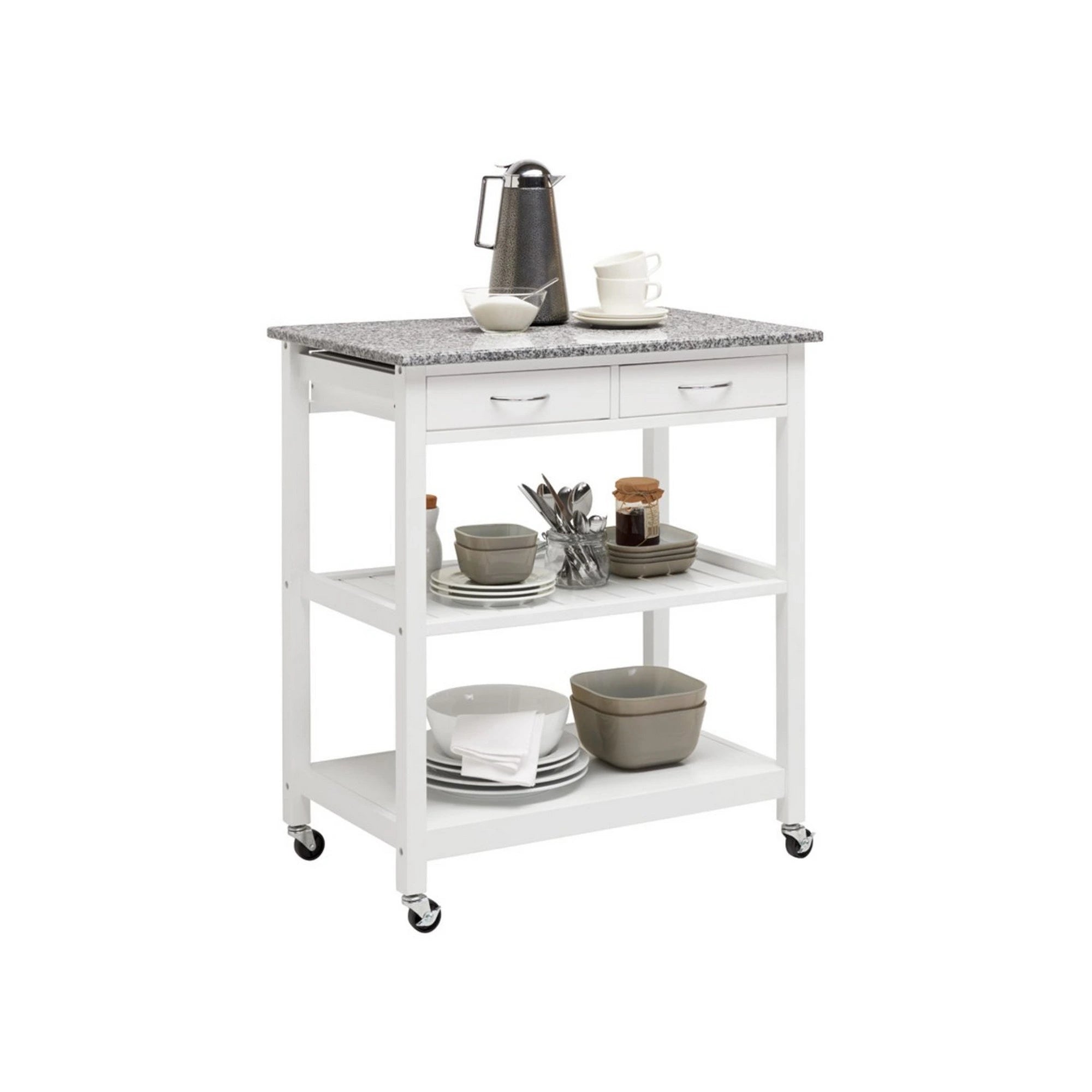 Carucior servire BABETTE, alb/gri, 78x48x87 cm