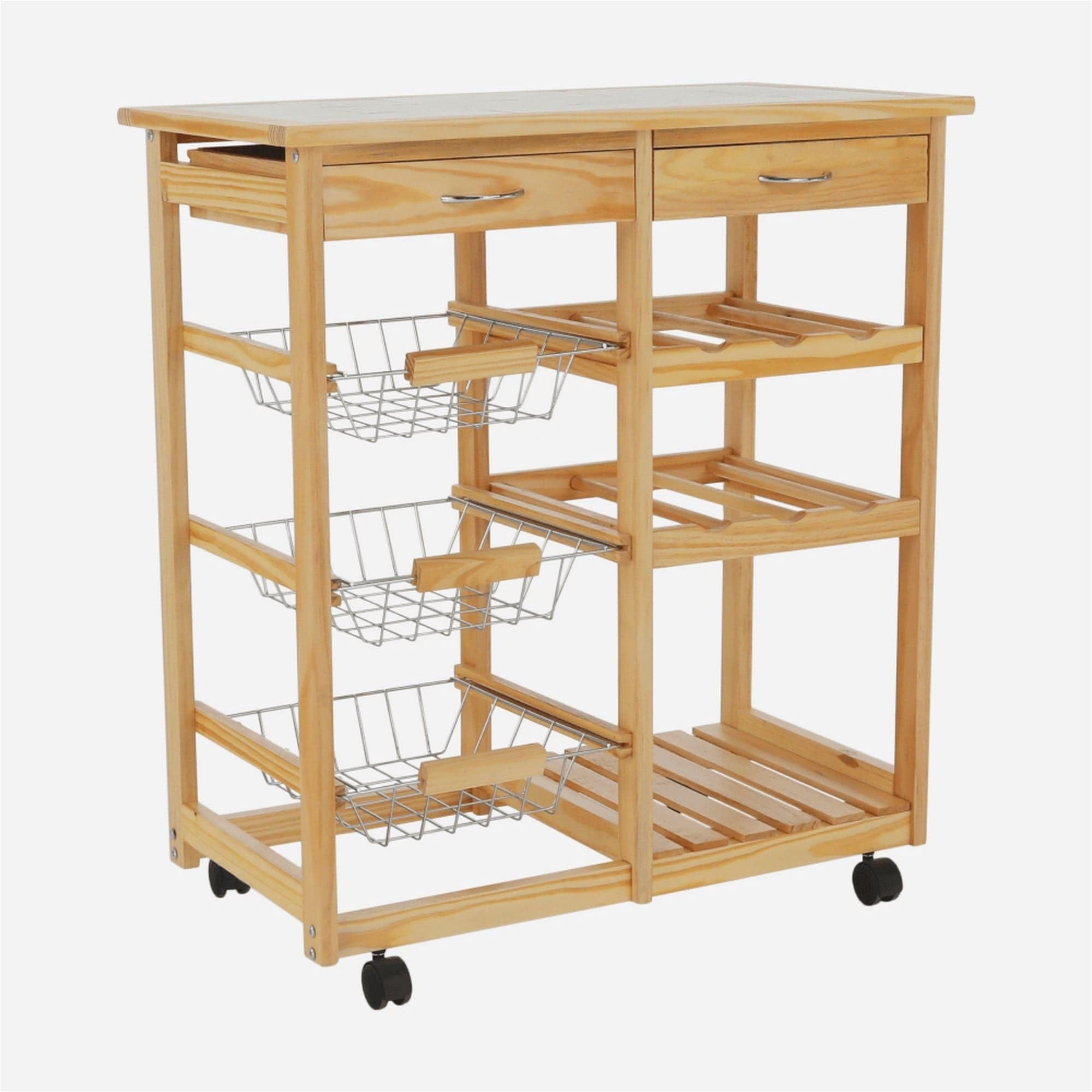 Carucior servire CAYMAN, stejar/alb, lemn/ceramica, 67x37x75 cm