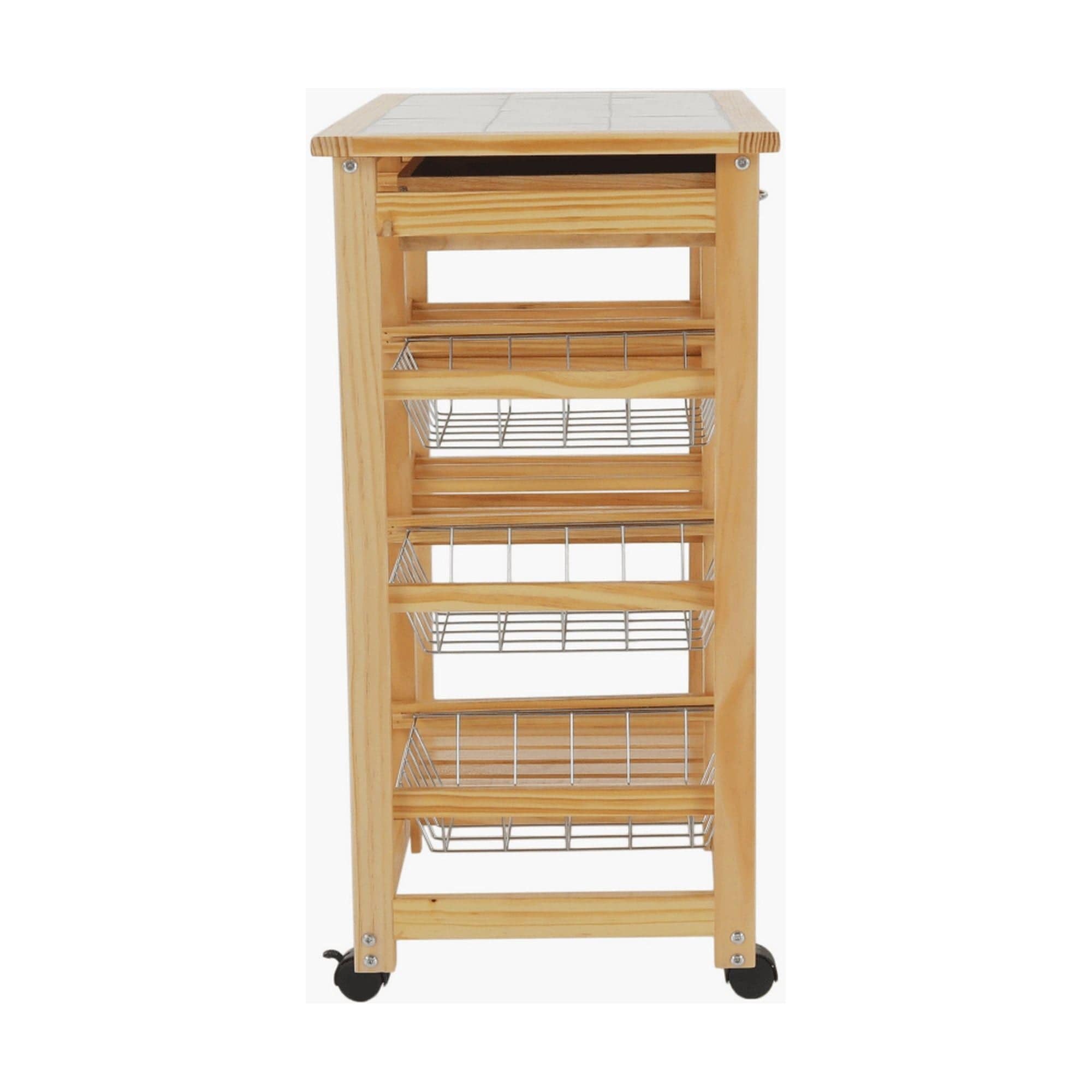 Carucior servire CAYMAN, stejar/alb, lemn/ceramica, 67x37x75 cm