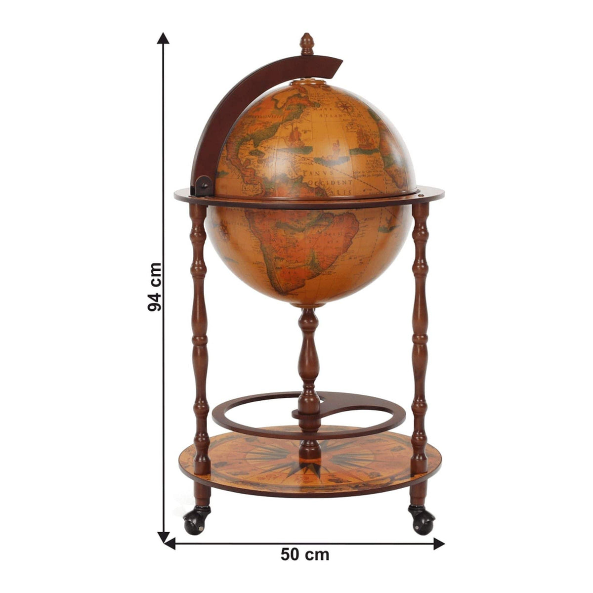 Carucior servire GLOBUS 2-324, nuc, 50x94 cm