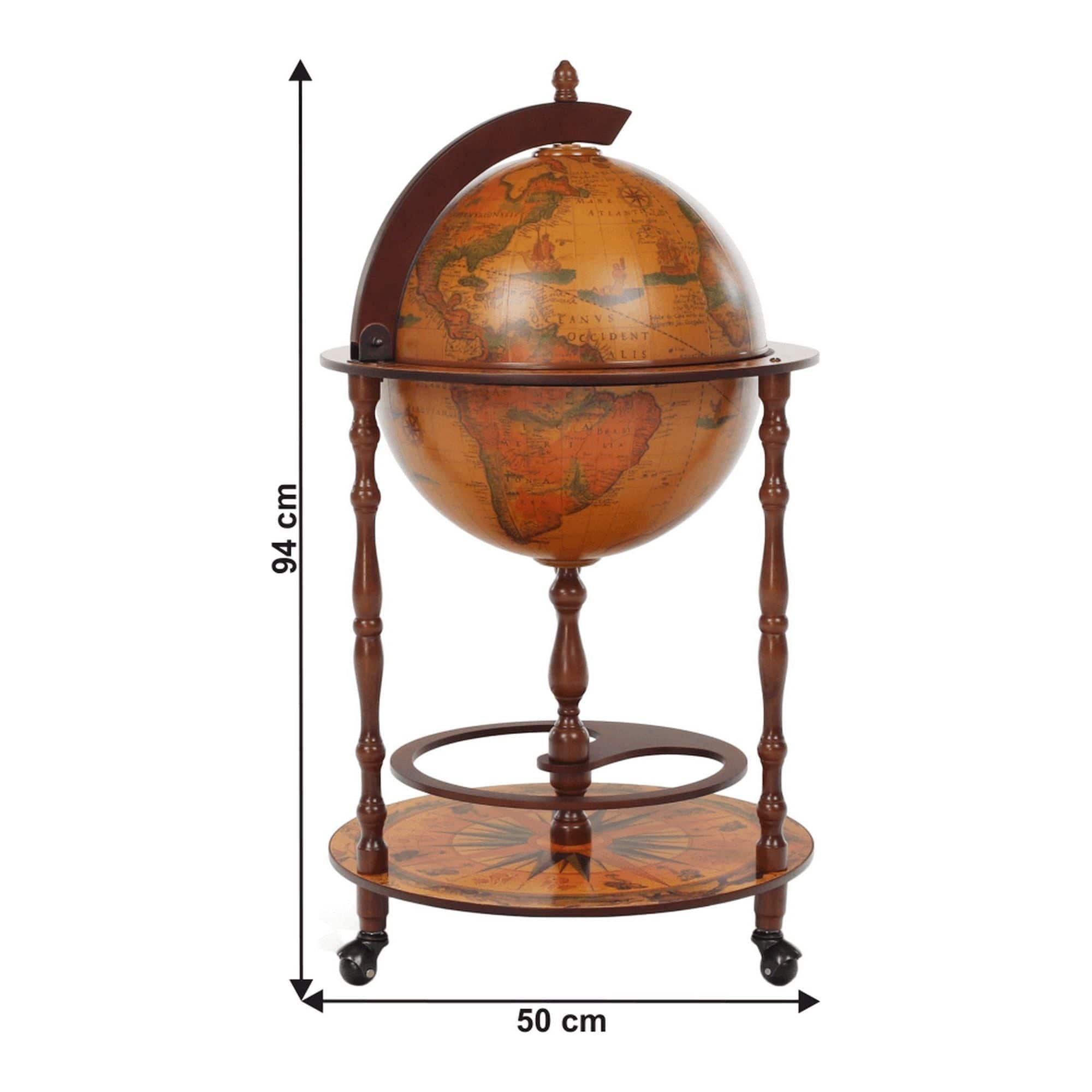 Carucior servire GLOBUS 2-324, nuc, 50x94 cm