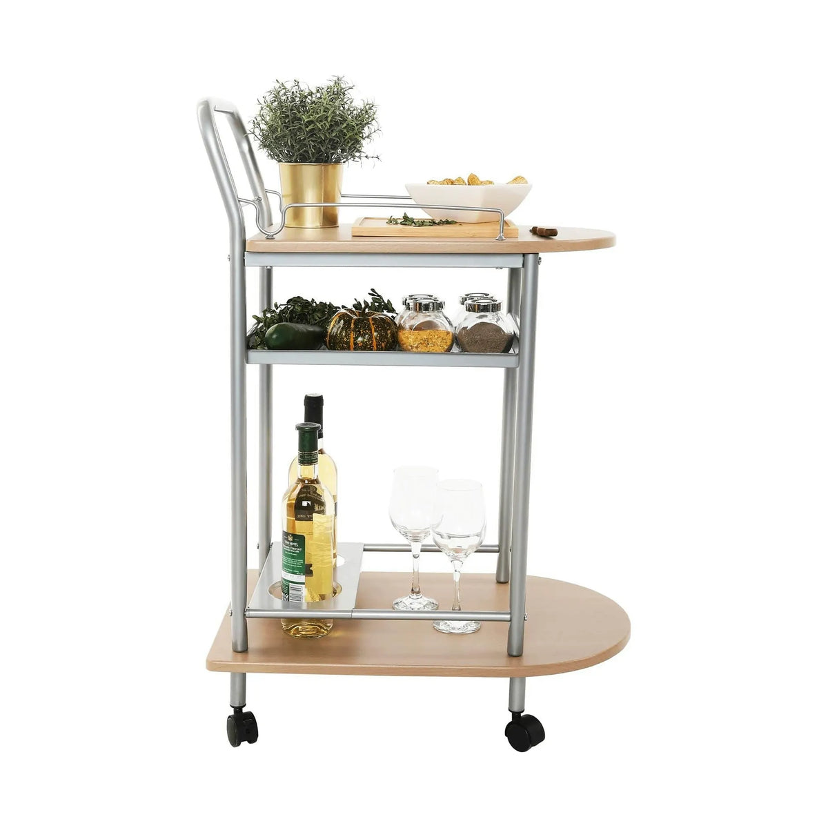 Carucior servire LIMA, fag/argintiu, 60x38x84 cm
