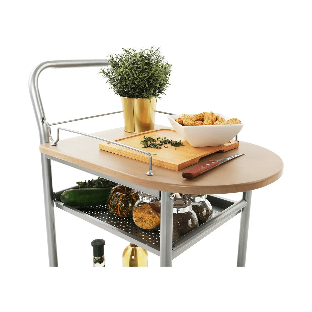 Carucior servire LIMA, fag/argintiu, 60x38x84 cm