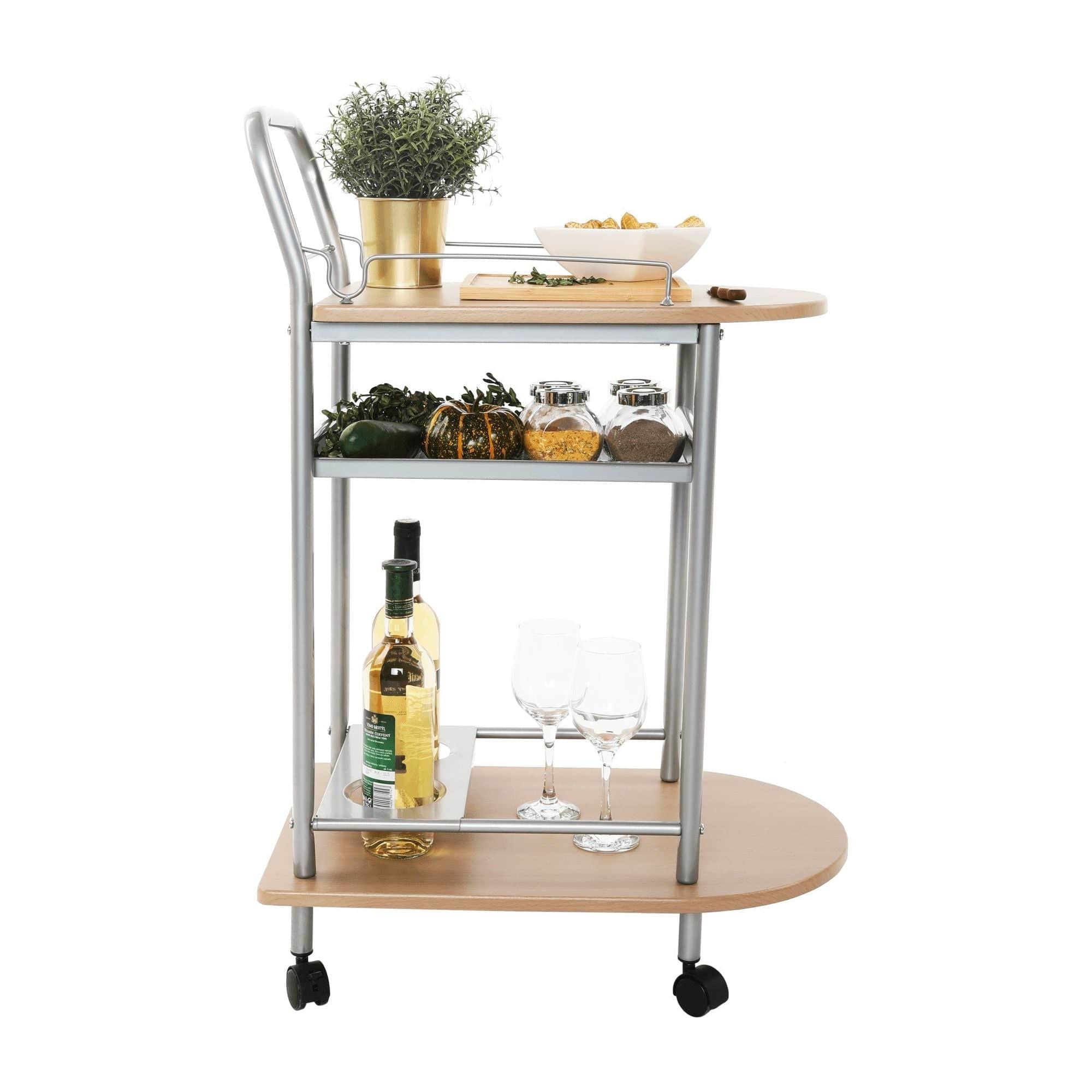 Carucior servire LIMA, fag/argintiu, 60x38x84 cm