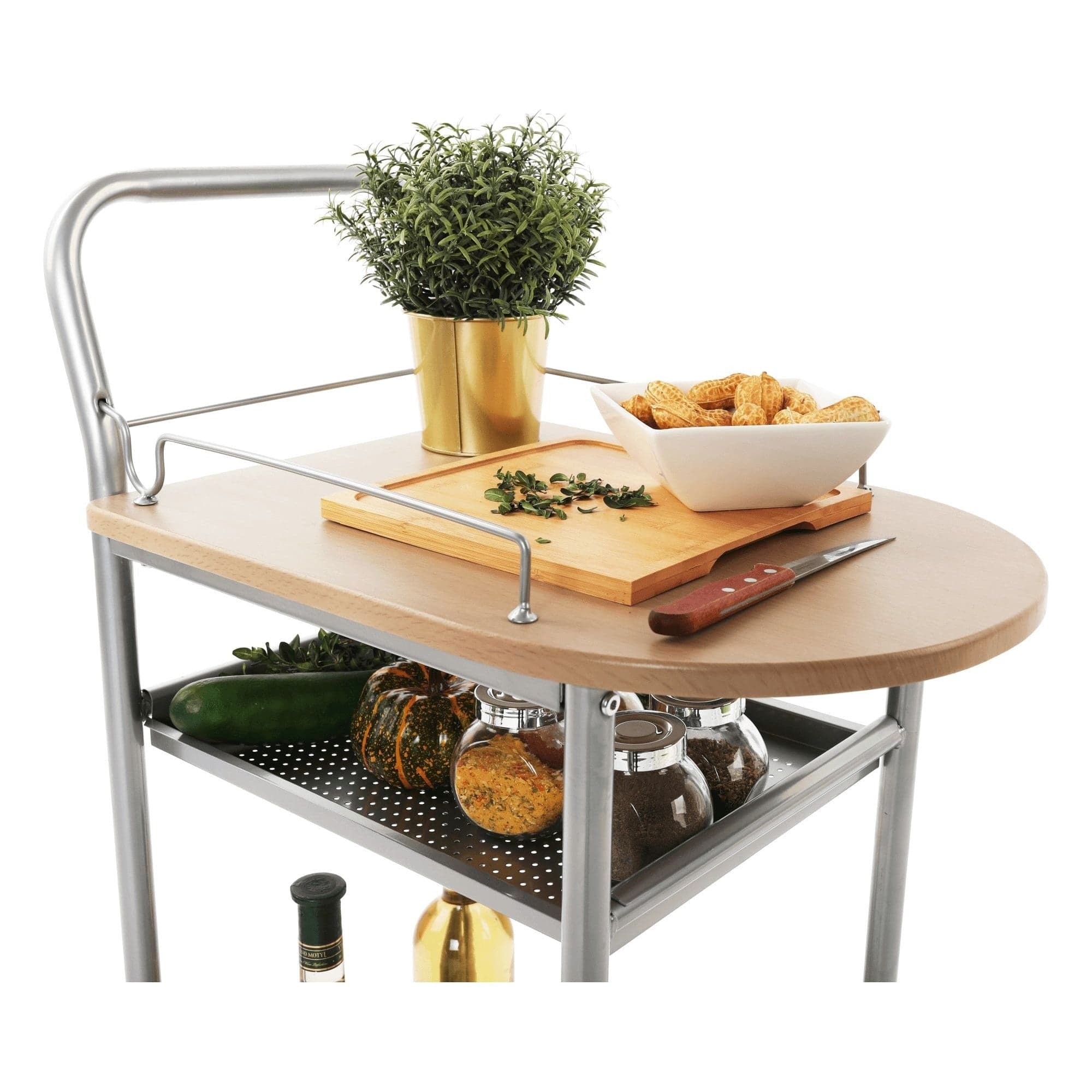 Carucior servire LIMA, fag/argintiu, 60x38x84 cm