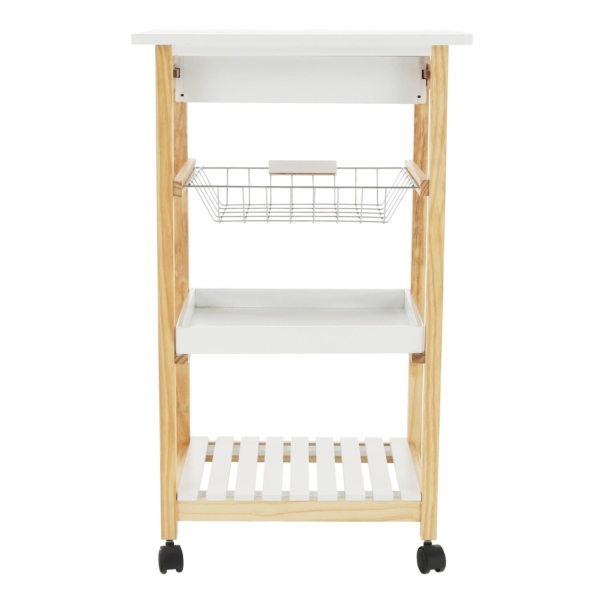 Carucior servire RAPID, alb/stejar, lemn, 50x40x83 cm