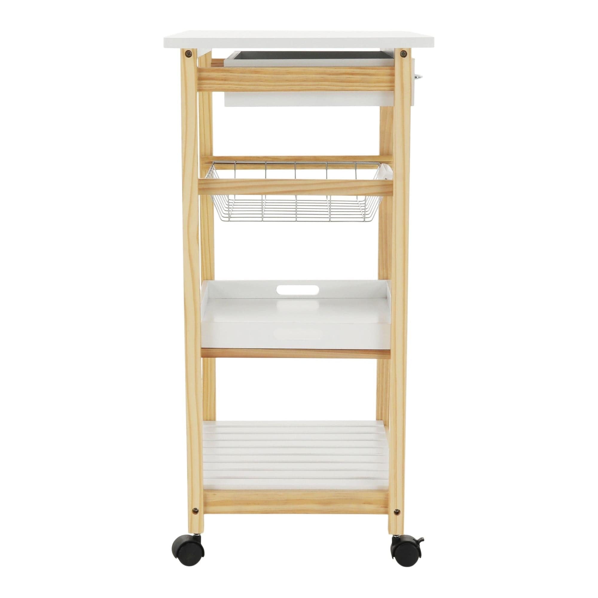 Carucior servire RAPID, alb/stejar, lemn, 50x40x83 cm