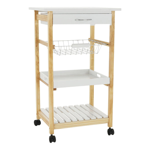 Carucior servire RAPID, alb/stejar, lemn, 50x40x83 cm