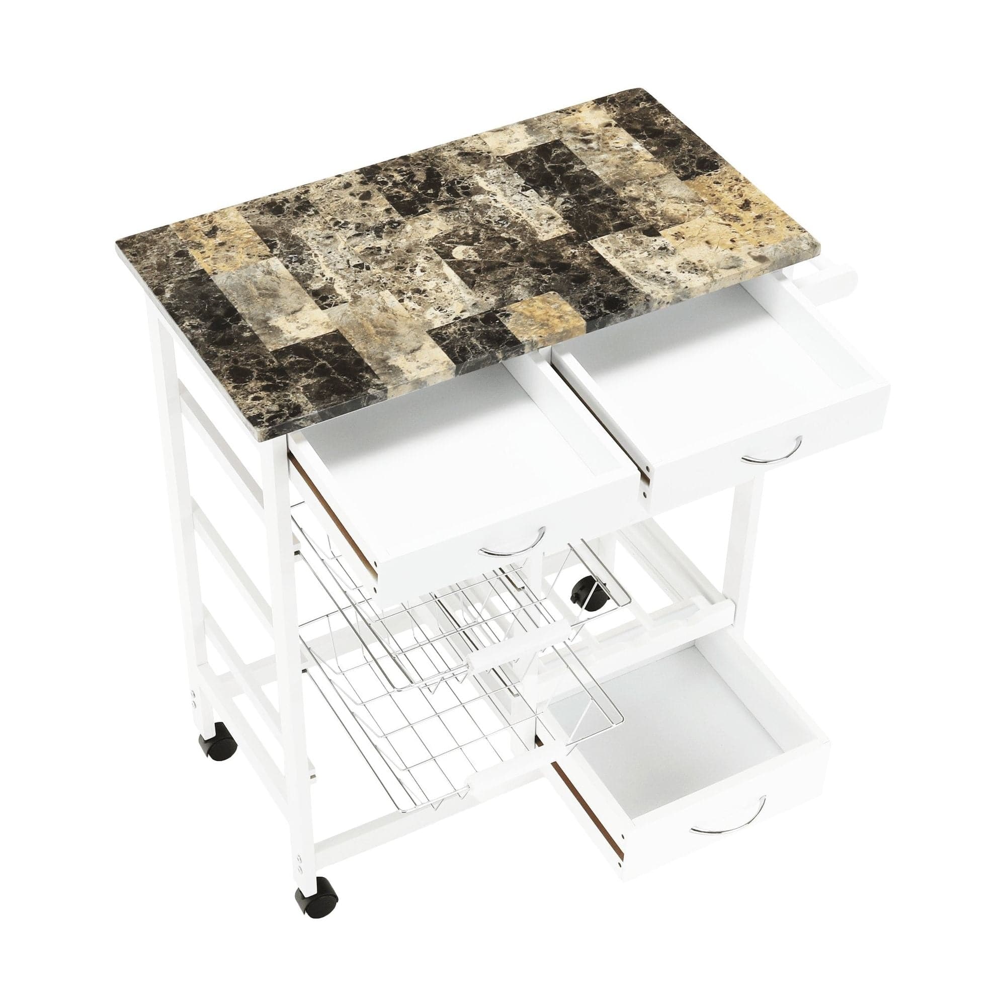 Carucior servire SEMIR, alb/maro, 75x37x80 cm