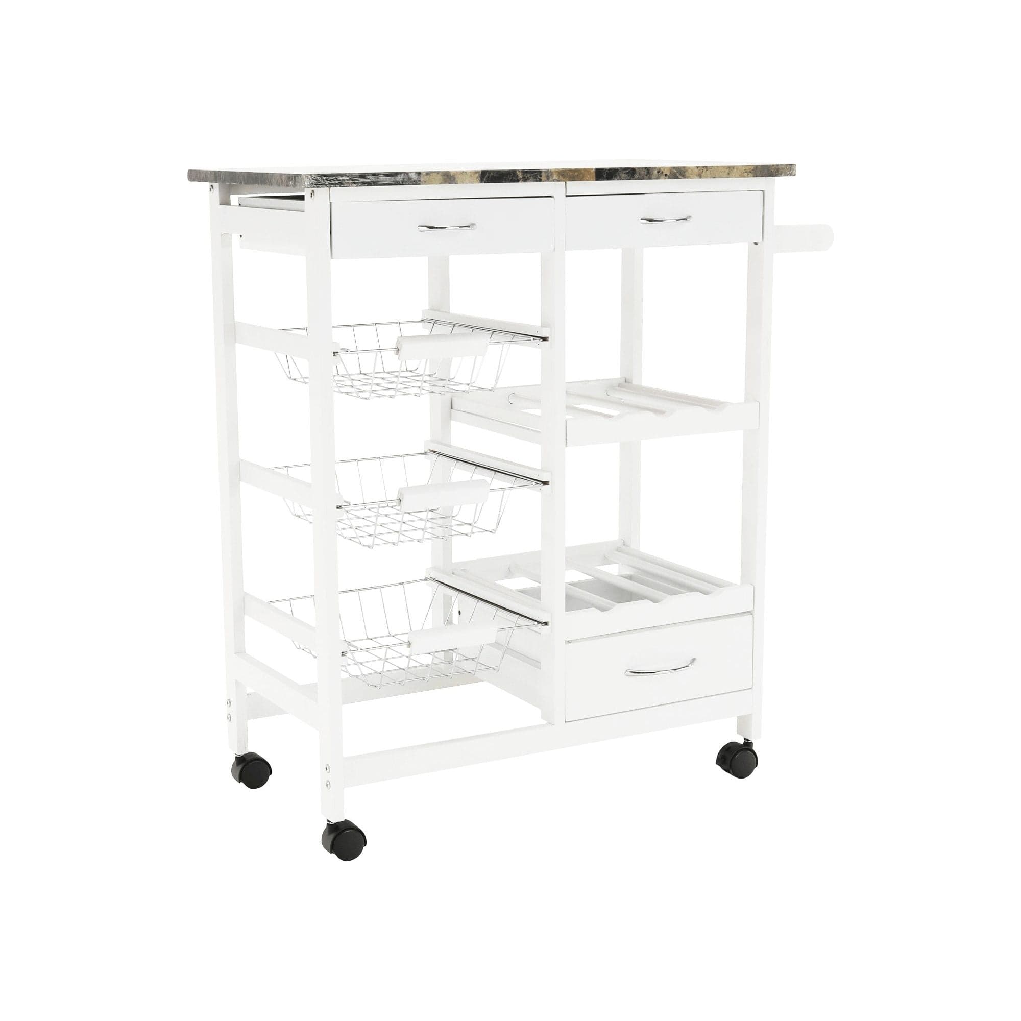 Carucior servire SEMIR, alb/maro, 75x37x80 cm