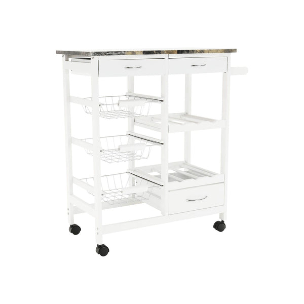Carucior servire SEMIR, alb/maro, 75x37x80 cm