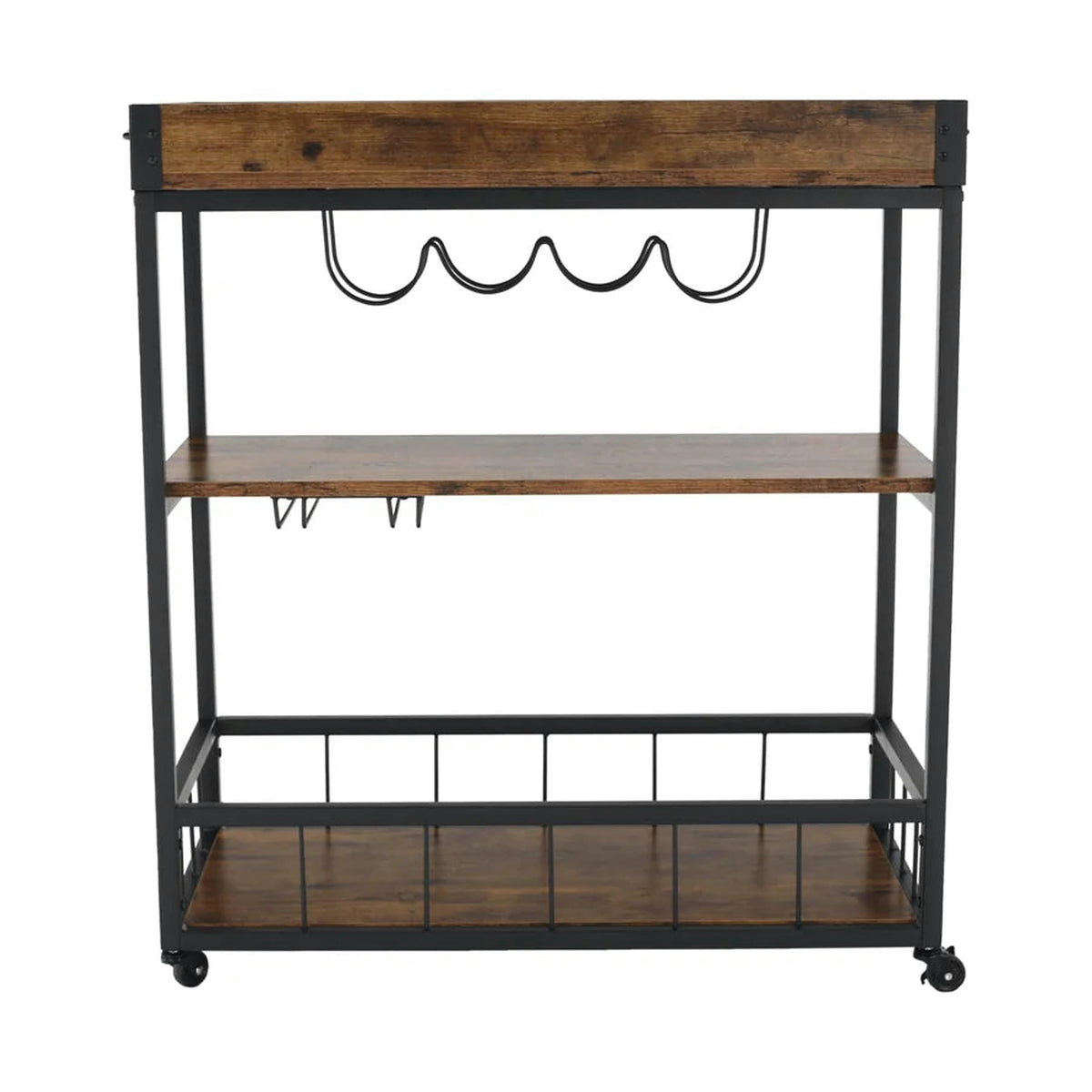 Carucior servire SILVIUS, nuc/negru, PAL/metal, 80x40x90 cm