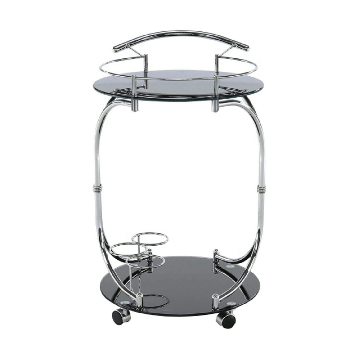 Carucior servire VESNA, crom/negru, sticla/metal, 52x45x74 cm