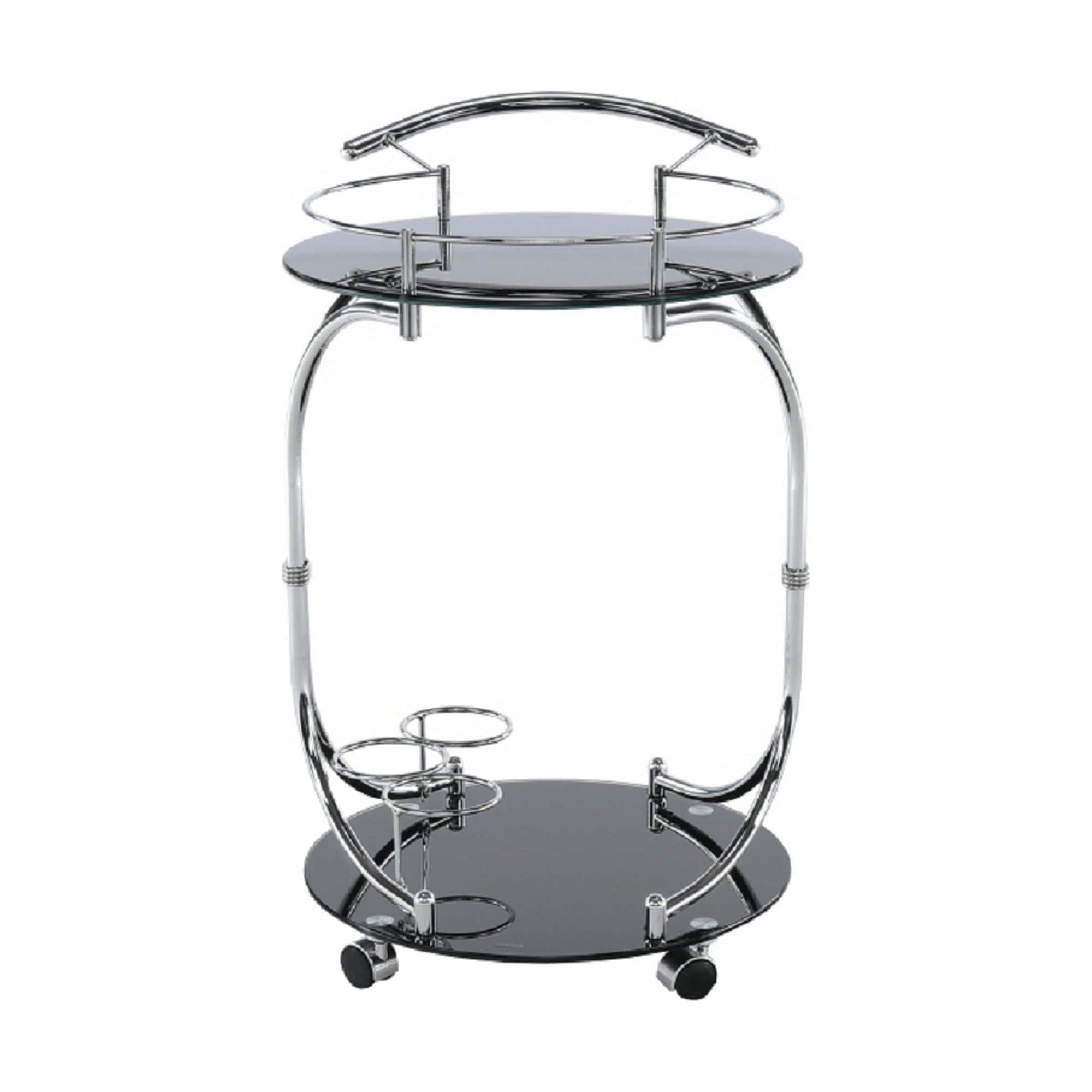 Carucior servire VESNA, crom/negru, sticla/metal, 52x45x74 cm