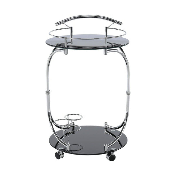 Carucior servire VESNA, crom/negru, sticla/metal, 52x45x74 cm