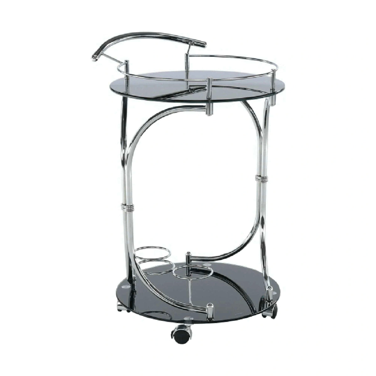 Carucior servire VESNA, crom/negru, sticla/metal, 52x45x74 cm