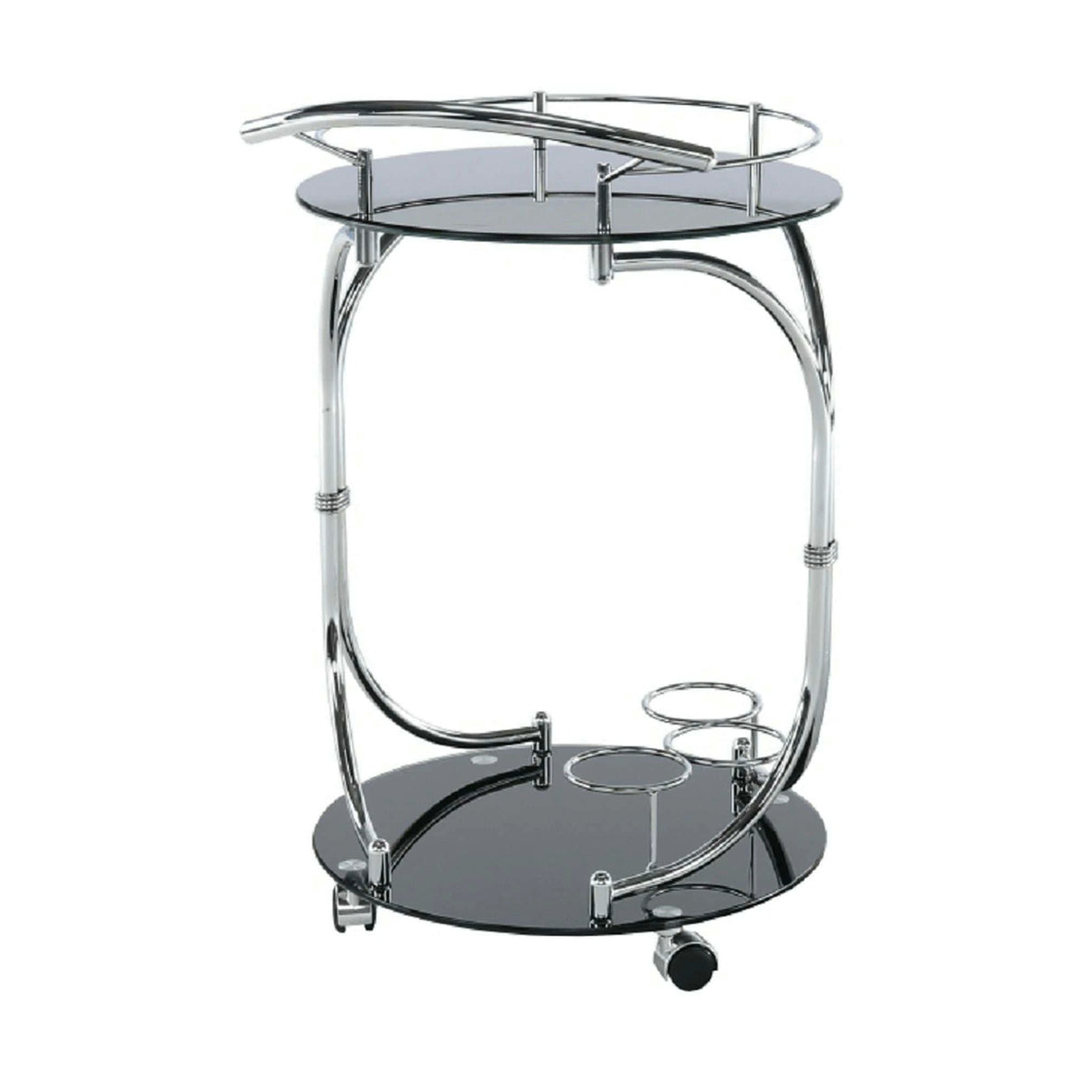 Carucior servire VESNA, crom/negru, sticla/metal, 52x45x74 cm