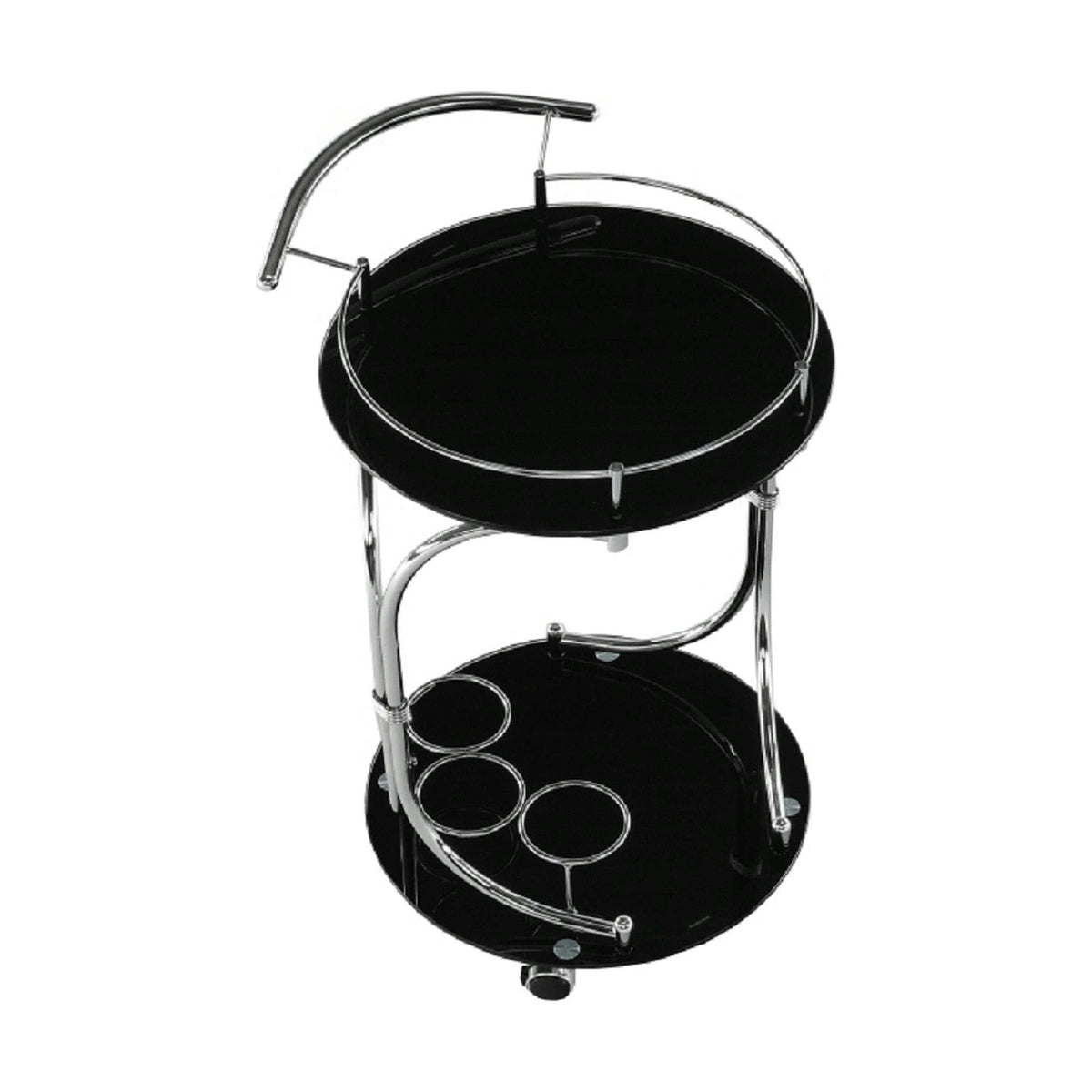 Carucior servire VESNA, crom/negru, sticla/metal, 52x45x74 cm