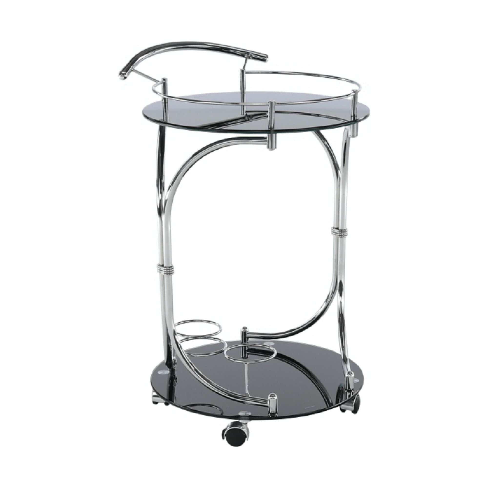 Carucior servire VESNA, crom/negru, sticla/metal, 52x45x74 cm
