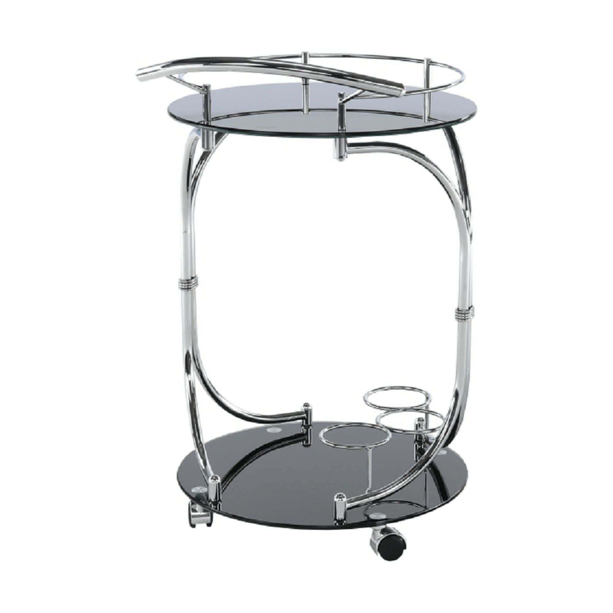 Carucior servire VESNA, crom/negru, sticla/metal, 52x45x74 cm