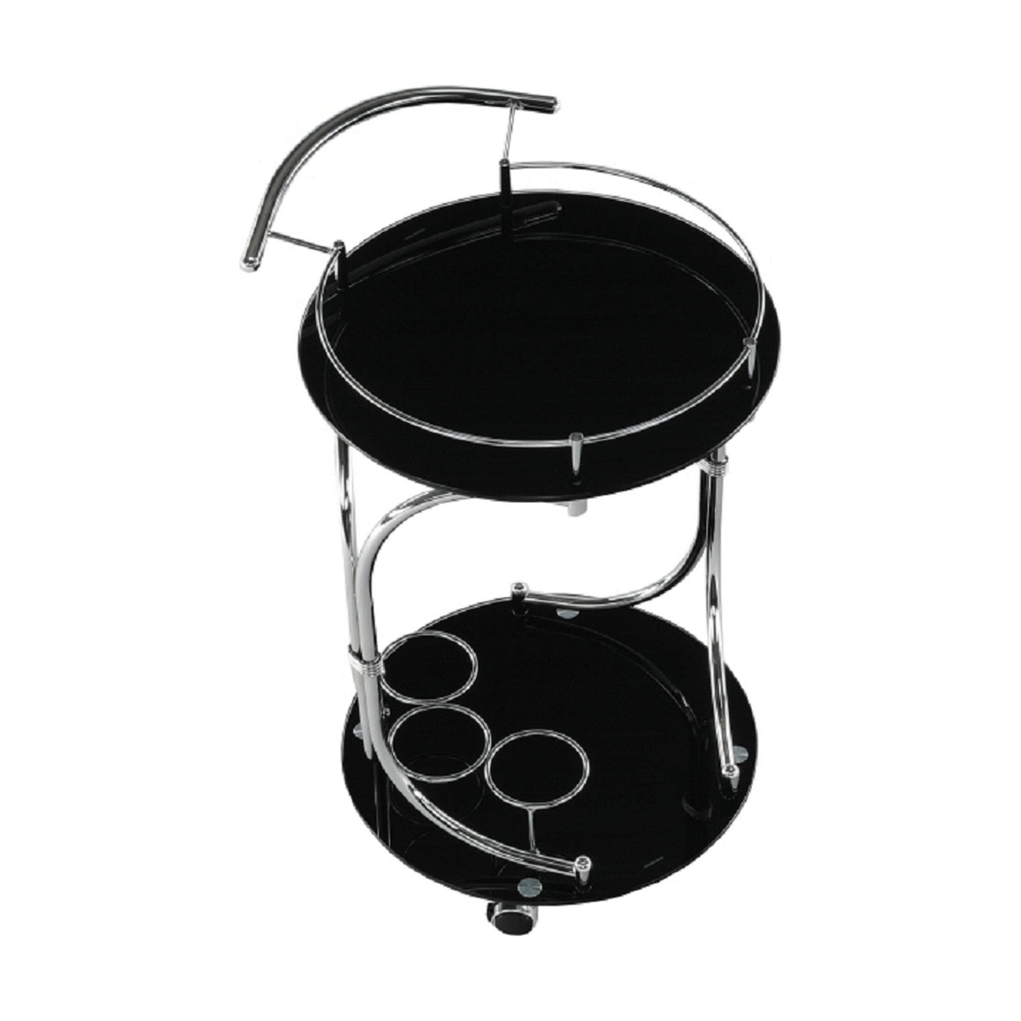 Carucior servire VESNA, crom/negru, sticla/metal, 52x45x74 cm