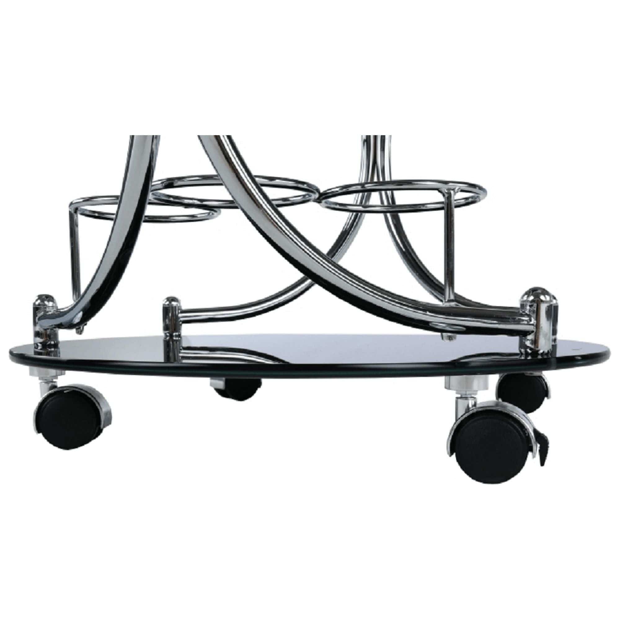 Carucior servire VESNA, crom/negru, sticla/metal, 52x45x74 cm