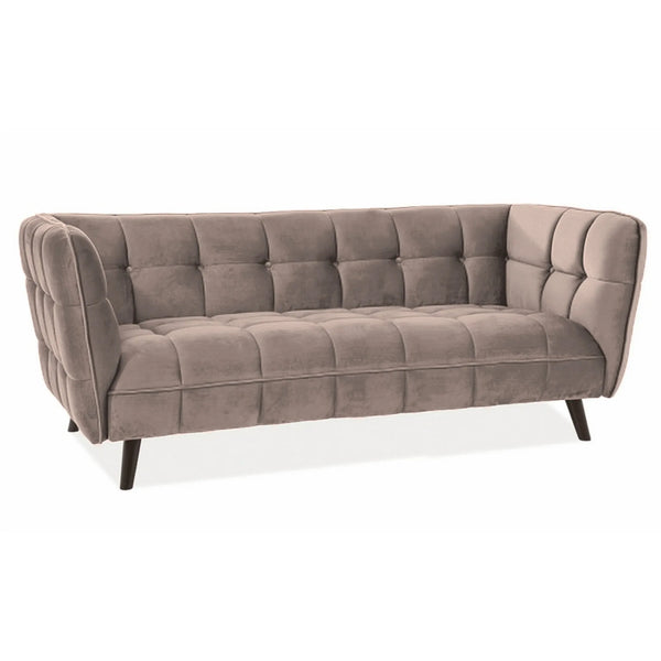 Canapea CASTELLO 3, bej/wenge, stofa catifelata/lemn/PAL, 200x85x78 cm